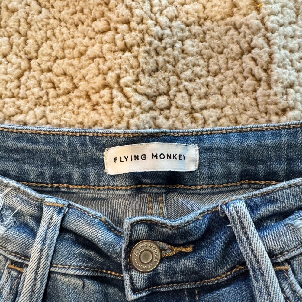 Flying Monkey Light Blue Distressed Flare Jeans - Picture 3 of 7